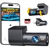 CIEVIE 4K Dash Cam Auto con Scheda 64GB Inserita, Doppia WiFi Dashcam per Auto, 170° Grandangolo, Controllo delle App, Visione Notturna, G-Sensor, 24H Modalità Parcheggio, Registrazione in Loop