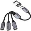 HENGBIRD Splitter USB C 1 a 3, Sdoppiatore USB C con Adattatore USB A to C - Cavo Type C to Type C 480Mbps OTG, Prolunga USB per Chiavetta, Mouse, Tastiera, Tablet e PC