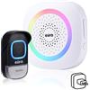 EURA Campanello senza fili EURA WDP-46A3vWB - bianco, ampliabile, 230 V CA, 60 melodie, portata fino a 200 m, controllo del volume, portanome