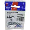 Forgefix Vite Pozidriv multiuso CSK ST ZP 4,0 x 20 mm ForgePack 30, adatta per l'uso con molti materiali tra cui PVC, legno, truciolato, MDF e altri tipi simili