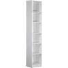 Rebecca Mobili Libreria Verticale, Scaffale Portaoggetti, Bianco, Truciolato, con 6 Ripiani, con Anti Ribaltamento, Salvaspazio - Misure HxLxP: 200 x 40 x 29,5 cm - Art. RE7116