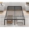 MUTICOR Letto 120 x 200 cm in Metallo con Contenitore - Struttura Letto Robusta, Rete a Doghe, Senza Rumori, Facile Montaggio, Nero