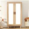 Terahanda Armadio a 2 ante con asta appendiabiti, per camera da letto, per bambini, 80 x 46 x 141,5 cm, bianco e effetto legno naturale