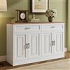Witimisy Credenza con rimbalzo, con ripiani e venature naturali del legno, 120 x 35 x 80,5 cm
