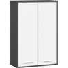 AKORD Mobiletto Bagno Sospeso FIN 64 cm - 2 Ante, 4 Ripiani - Pensile Bagno Salvaspazio Opaco 64x94x30 cm - Armadietto Modulare Sospeso per Spazi Stretti - Grigio Grafite & Bianco