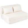 COSTWAY 3 in 1 Divano Letto Pieghevole, Poltrona Letto Convertibile con 2 Cuscini, Divano a 2 Posti in Tessuto Chenille, per Soggiorno Camera da Letto Ufficio (Beige,L)