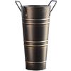 Generic Grandi vasi in metallo zincato, vasi rustici per fiori, fioriera in metallo zincato, vaso per fiori francese da fattoria (nero)