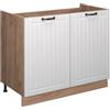 Vicco Mobile lavello cucina Fame-Line, Bianco rustico/Rovere dorato, 100 cm senza piano di lavoro, per la combinazione con altri moduli della serie Fame-Line