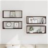 Tonture Set di 4 scaffali a cubo, effetto rovere, 60 x 15 x 23 cm, per soggiorno, camera da letto, cucina, salvaspazio e ordinato, colore: marrone