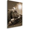deyoli Elegante mucca alpina Formato: 120 x 80 Effetto: Seppia come tela, motivo già incorniciato su cornice in vero legno, stampa digitale di alta qualità con cornice, senza poster o manifesto