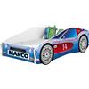 ACMA Letto Auto Bambino 160x80 cm Modello 2 con Materasso e Rete a Doghe - Letto Junior Auto Personalizzato con Nome, Letto Bambini Design Auto per Cameretta con Sponda di Sicurezza