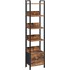 MAHANCRIS Scaffale a 6 Ripiani con Cassetto Rimovibile, Libreria per Piccoli Spazi, Organizzatore Portaoggetti per Soggiorno, Camera da Letto, Studio o Cucina, Marrone Vintage e Nero ABKHR66101