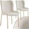 tectake® Set da 2 Poltrone in Stile Scandinavo, Seduta Ergonomica, Gambe in Acciaio, Cappucci Antiscivolo, Sedia Sala da Pranzo, Cucina, Sedia Soggiorno, Poltroncina Sala - Velluto Beige/Oro