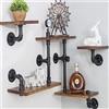 Fetcoi Scaffale da parete in metallo e legno, colore legno