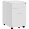 SONGMICS OFC60WT - Scatola da ufficio, in metallo, con ruote e serratura, per documenti e cartella sospesa, con 3 cassetti, 39 x 52 x 60 cm, colore: bianco