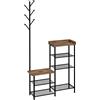 HOMCOM Appendiabiti da Terra 6 Ganci con Scarpiera Integrata, Design Moderno in Truciolato e Acciaio, 92.5x28.2x182 cm - Salvaspazio|Aosom