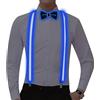 Kikuo Blu Bretelle e papillon LED Luminosi 2 Pezzi/Set, Set Elastico e Regolabile a forma di Y, per Donne Uomini Giovani Halloween, Oktoberfest, festa, festival