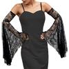 ZwaitL Elegante Lungo Flared Pizzo Maniche Braccio Coperture Per Le Donne Abiti Da Sposa E Festa di Sera Riunione Donne Formale Armwear Nozze Braccio Maniche, Nero , Taglia unica