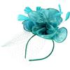 OUNONA Fascinator per Donne Fiore in Rete e Piume Verde, Cerchietto e Fermaglio per Chioma, Accessorio Raffinato per Matrimonio e Tea Party