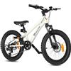 EVERCROSS EM5 Bici Bambino 20 Pollici, Mountain Bike Bambini 7 Velocità, MTB Junior con Freni a Disco e Forcella Ammortizzata, Telaio Leggero 15 kg, Sella Regolabile (120-160 cm, Max 80 kg)