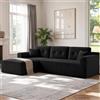 VASAGLE Divano Angolare a 3 Posti, Velluto a Coste, con Penisola Destra, Seduta Profonda, 242 x 152 x 73 cm, Nero, per Soggiorno, Collezione Camila LCS183B101