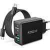 LumFocus 40W 4-Porto Caricatore USB C with 2M Cavo USBC Rapido Presa Caricabatterie for iPhone 17 16 15 Pro Max Plus, iPad, Samsung Galaxy S25/S24, Spina USB Multiplo Alimentatore Adattatore Carica