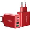 LumFocus 2-Pack Caricatore USB C, 4-Porto Rapido Presa USB Multipla PD+ QC 3.0 Carica Spina, Alimentatore USBC Caricabatterie per iPhone 17 16 15 14 13 12 11 Pro Max, iPad, Samsung S25 S24 Spinotto Adattatore