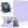 Koze Custodia Rotante per iPad Pro 11 pollici M5 2025 / M4 2024 (iPad Pro 11" 6a/5a generazione) con portapenne, Cover Girevole a 360° Supporto Retro in Acrilico Trasparente Antiurto, Viola Lilla