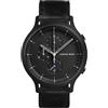 Lilienthal Berlin Cronografo All Black in nero - Orologio da uomo in acciaio chirurgico 316L con movimento al quarzo e vetro minerale temperato zaffiro - 42,5 mm, Cinturino in pelle nera, 42,5mm,
