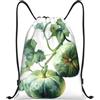 Generic Zaino con Coulisse Green Pumpkin Sacchetta Sportiva Pieghevole Sacca da Palestra Resistente Borsa con Coulisse per Unisex Viaggi Vacanze