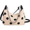 Generic Borsa a tracolla da donna a tracolla con catena a pois coreani, bianco, alla moda