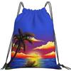 Generic Zaino con Coulisse Palm Tree Borsa con Coulisse Pieghevole Drawstring Backpack Resistente Sportiva Zainetto per Viaggi Spiaggia Scuola