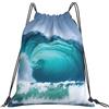 JBJGKHLP Ocean Wave Stampa Coulisse Zaino Donne Uomini Sport Allenamento Viaggio Yoga Borsa Fitness Portatile