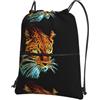 YYHWHJDE Fractalius - Zaino da palestra impermeabile con stampa leopardata, con coulisse, leggero, pieghevole, con tasca con cerniera, per viaggi ed escursioni