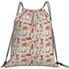 JBJGKHLP Zaino con coulisse con stampa di funghi rossi donne uomini sport allenamento viaggio yoga borsa fitness portatile
