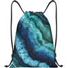 Generic Zaino con Coulisse Blue Teal Drawstring Backpack Leggero Borsa con Coulisse Resistente Sacca da Palestra per Spiaggia Unisex Scuola
