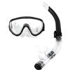 Generic Set Maschera Subacquea per Adulto in Vetro Temperato, Boccaglio in PVC per Nuoto (BLUE)