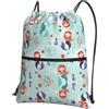 YYHWHJDE Borsa da palestra impermeabile con stampa di sirena, con coulisse, leggera, pieghevole, con tasca con cerniera, per viaggi ed escursioni