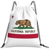 JBJGKHLP Zaino da donna con coulisse con stampa bandiera dello stato della California, borsa da viaggio per sport, allenamento, yoga, borsa fitness portatile