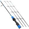 Gettimore Canna da pesca sul ghiaccio, in carbonio, 32-57 cm, con 3 punte per accordatura morbida, mulinello invernale a piedi alti, nero e blu