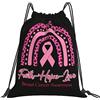 Generic Zaino con Coulisse Breast Cancers Awareness Faith Love Hope Rainbow Borsa con Coulisse Leggero Drawstring Backpack Resistente Sacchetta Sportiva per Viaggi Unisex Scuola