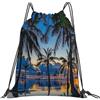 Generic Zaino con Coulisse Palm Tree Sacchetta Sportiva Pieghevole Borsa con Coulisse Grande capacità Sacca da Palestra per Viaggi Unisex Vacanze