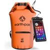 Earth Pak Borsa Impermeabile con Tasca Frontale - Ideale per Kayak, Canottaggio, Pesca, Rafting, Sci, Nuoto, Campeggio, e Snowboarding (Arancione, 40L)