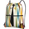 YYHWHJDE Mid-Century - Zaino con coulisse con stampa di gatti, leggero, impermeabile, con tasca con cerniera, per viaggi ed escursioni