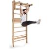 HOMASIS Spalliera Palestra in Legno, Spalliera Svedese con Barra Orizzontale Rimovibile, Barra per Trazioni da Ginnastica da Casa per Bambini e Adulti, 80 x 48 x 195 cm