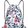 Generic Zaino con Coulisse Red Blue Florals Sacca da Palestra Resistente Drawstring Backpack Impermeabile Sacchetta Sportiva per Viaggi Scuola Unisex