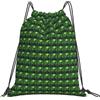 JBJGKHLP Zaino verde con coulisse con stampa aliena con orecchie lunghe donne uomini sport allenamento viaggio yoga borsa fitness portatile