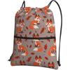 YYHWHJDE Fall Fox Prints, zaino da palestra impermeabile con coulisse, leggero, pieghevole, con tasca con cerniera, per viaggi ed escursioni