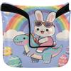 GuoChe Mallet Style Putter Cover Chiusura Magnetica Putter Copritesta per Mallet e Piazza Impermeabile PU Pelle Bambini Pasqua su Dino Divertente Coniglio Trex