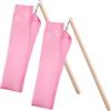 KAILIKETIY Nastri per Ginnastica Ritmica 2 Pezzi Manico in Legno e Nastro in Seta Rosa per Attrezzi per Allenamento e Danza Orientale